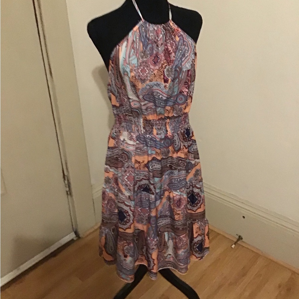 Vibrant Paisley Halter Mini Dress